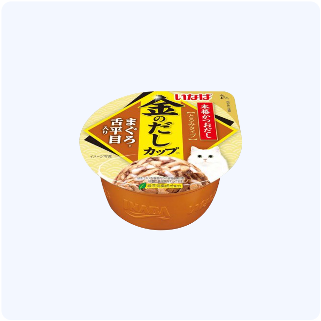 이나바 금빛육수 컵 참치&amp;가자미 고양이 습식 음수량 간식 - 콤빌리지