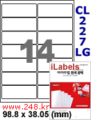아이라벨 CL227LG (14칸) 흰색  광택 [100매] iLabels