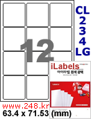 아이라벨 CL234LG (12칸) 흰색  광택 [100매] iLabels