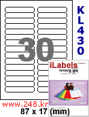 아이라벨 KL430 (30칸) 흰색 모조 찰딱 [100매] iLabels