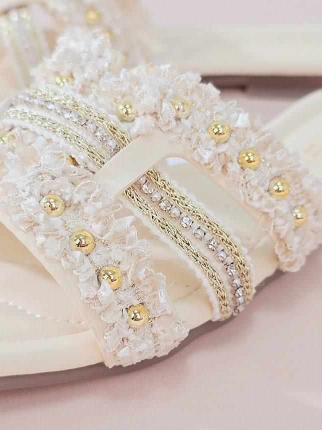 샬럿 크로스 리본 여성뮬슬리퍼형샌들