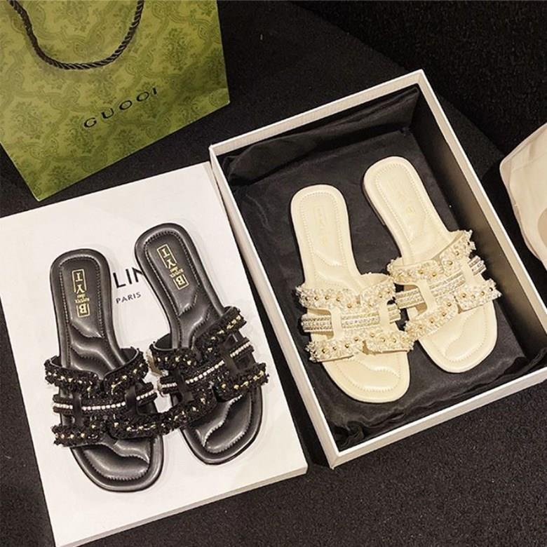 샬럿 크로스 리본 여성뮬슬리퍼형샌들