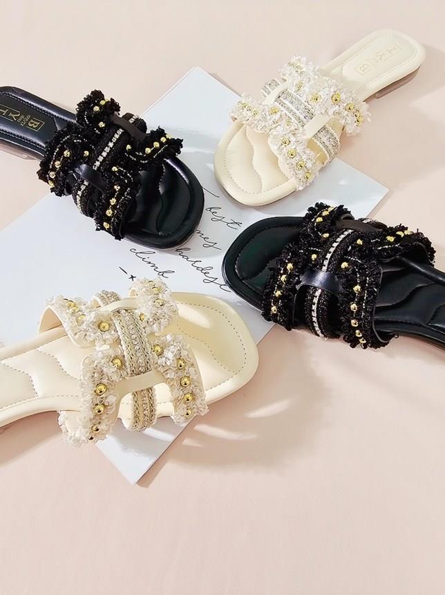 샬럿 크로스 리본 여성뮬슬리퍼형샌들