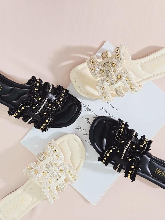 샬럿 크로스 리본 여성뮬슬리퍼형샌들