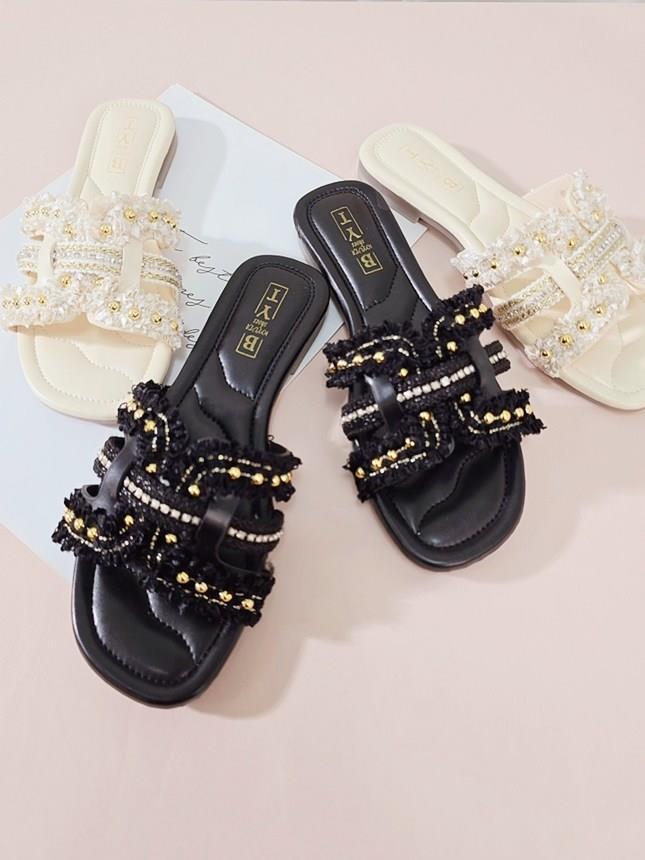 샬럿 크로스 리본 여성뮬슬리퍼형샌들