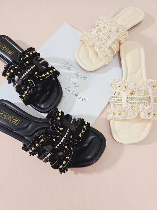 샬럿 크로스 리본 여성뮬슬리퍼형샌들