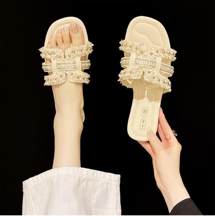 샬럿 크로스 리본 여성뮬슬리퍼형샌들