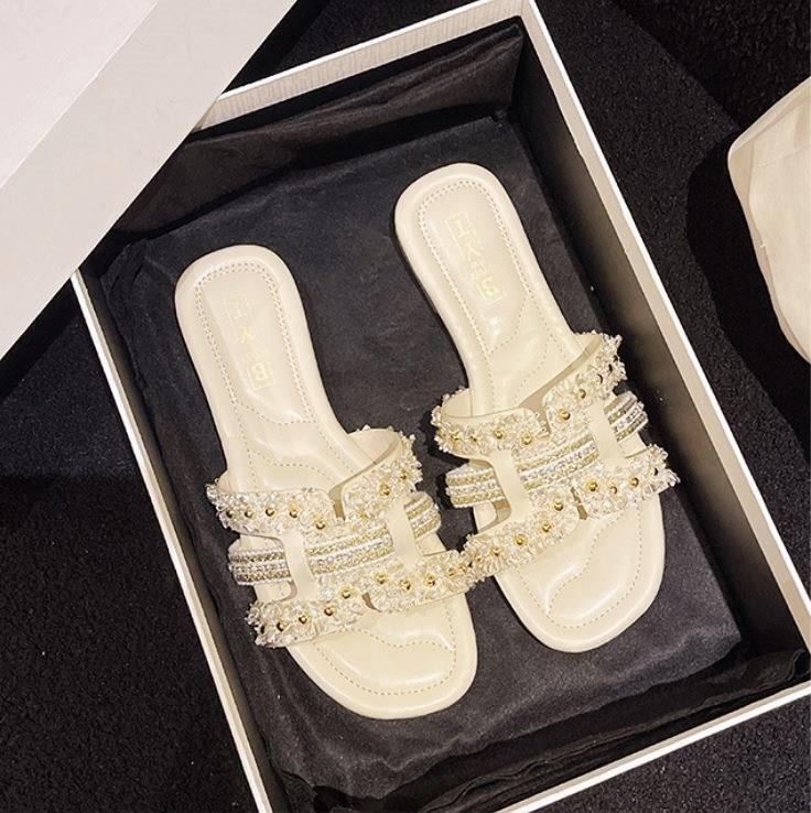 샬럿 크로스 리본 여성뮬슬리퍼형샌들