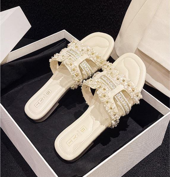 샬럿 크로스 리본 여성뮬슬리퍼형샌들