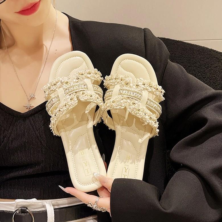 샬럿 크로스 리본 여성뮬슬리퍼형샌들