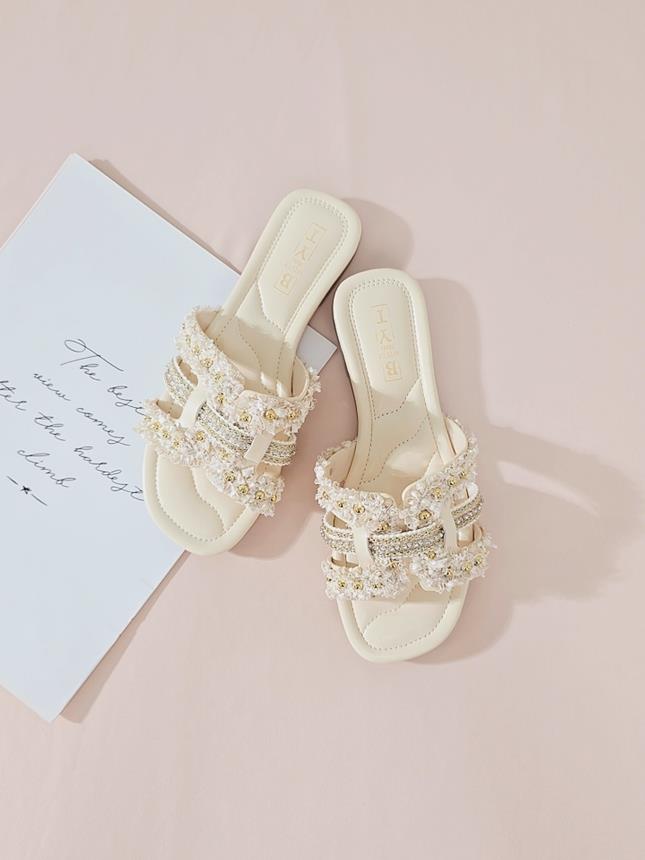 샬럿 크로스 리본 여성뮬슬리퍼형샌들