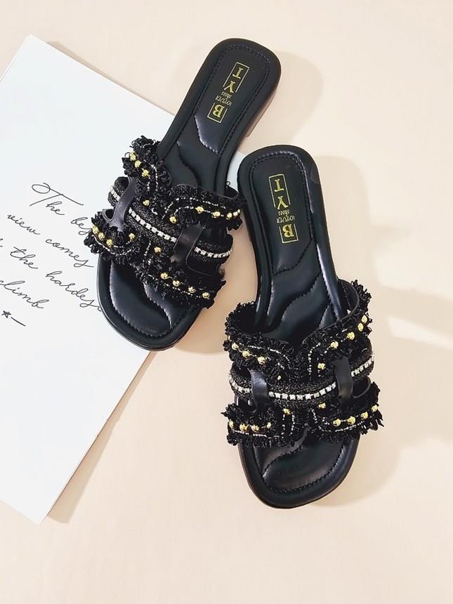 샬럿 크로스 리본 여성뮬슬리퍼형샌들