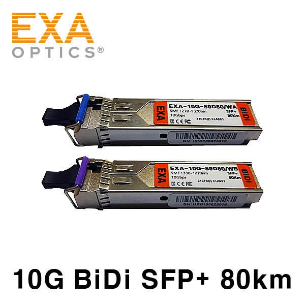 [EXA] 10G BiDi SFP+ 1270-1330nm 8oKM 싱글모드 세트