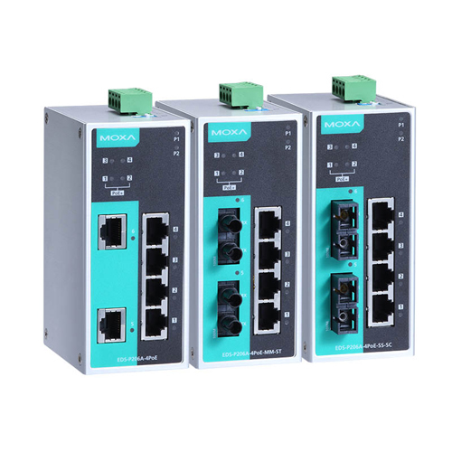 [MOXA] EDS-P206A-4POE Unmanaged Ethernet switch with 2 10/100BaseT(X) ports, and 4 PoE ports, -10 to 60°C operating temperature
