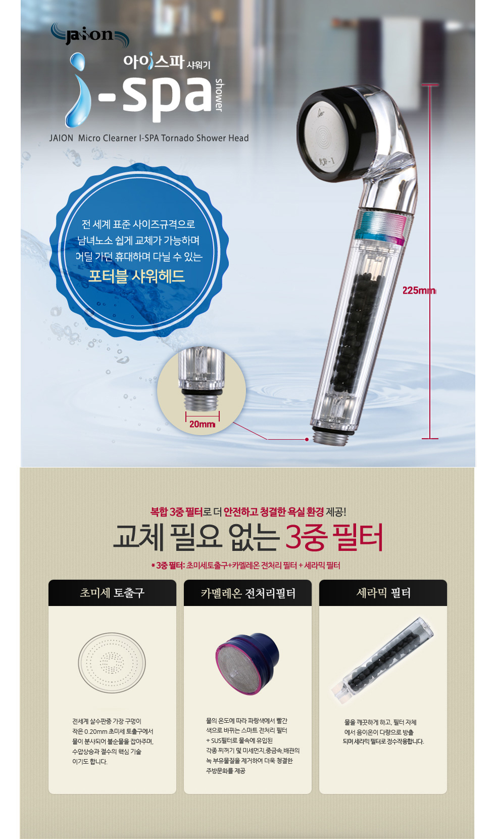 NEW POWERFUL SHOWERHEAD JAION ION SPA CHAMELEON SH