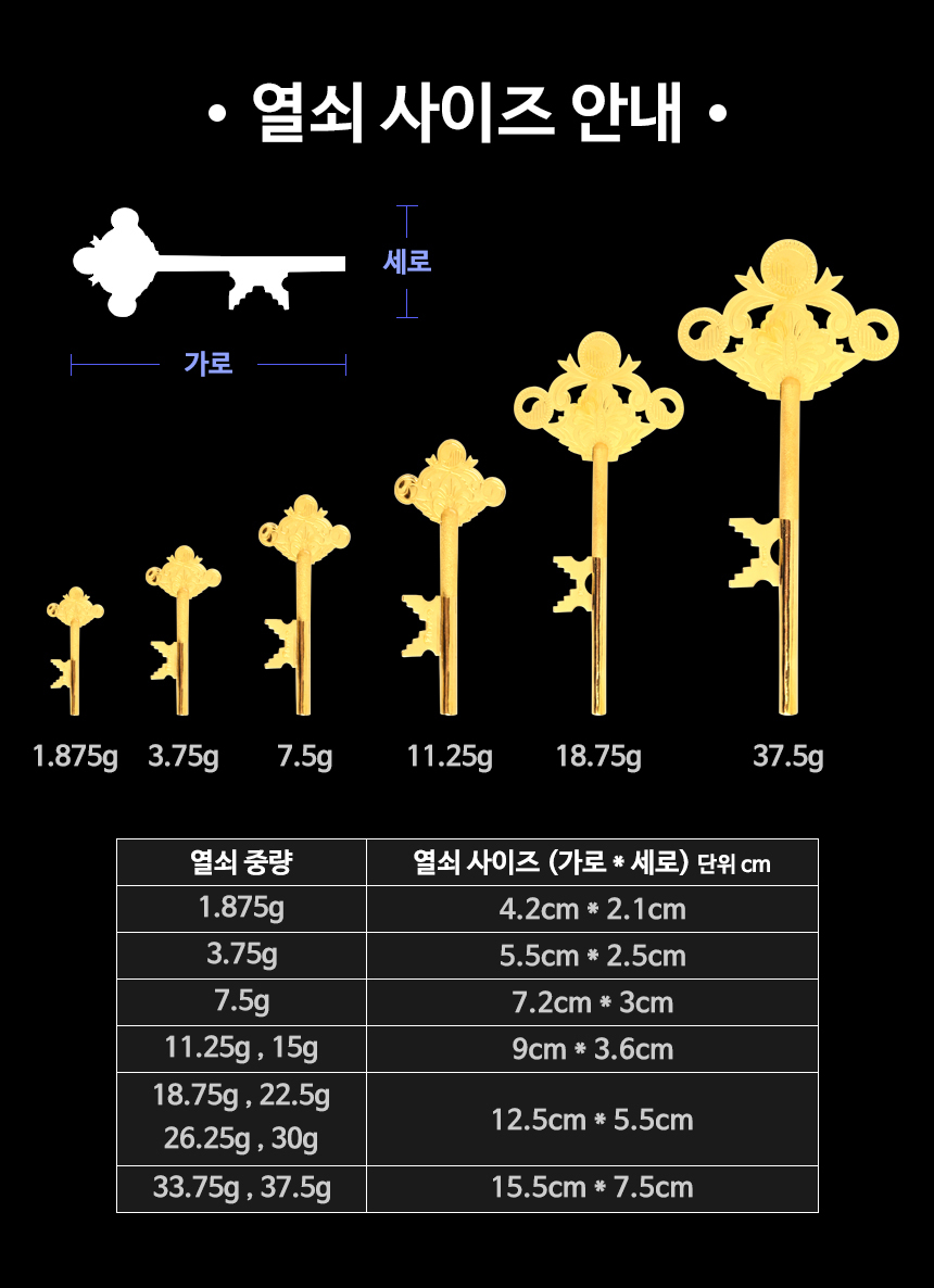 순금 행운의 황금 열쇠 26.25G (7돈)