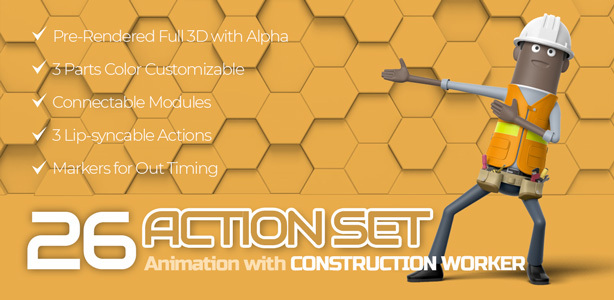 26 Action Set Construction Worker - 1