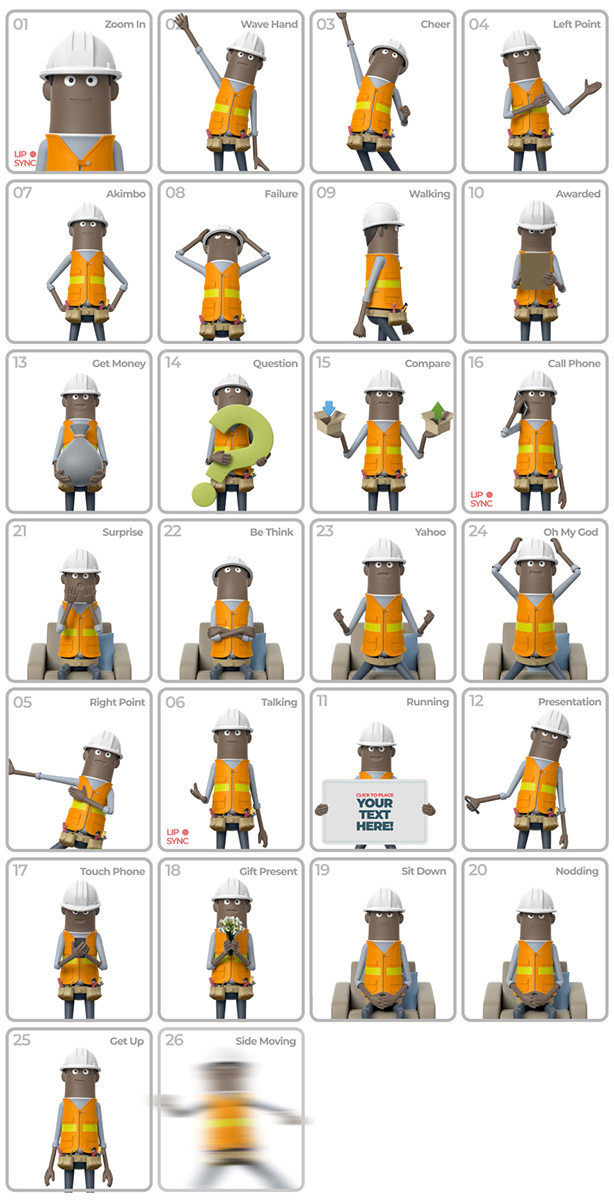 26 Action Set Construction Worker - 2