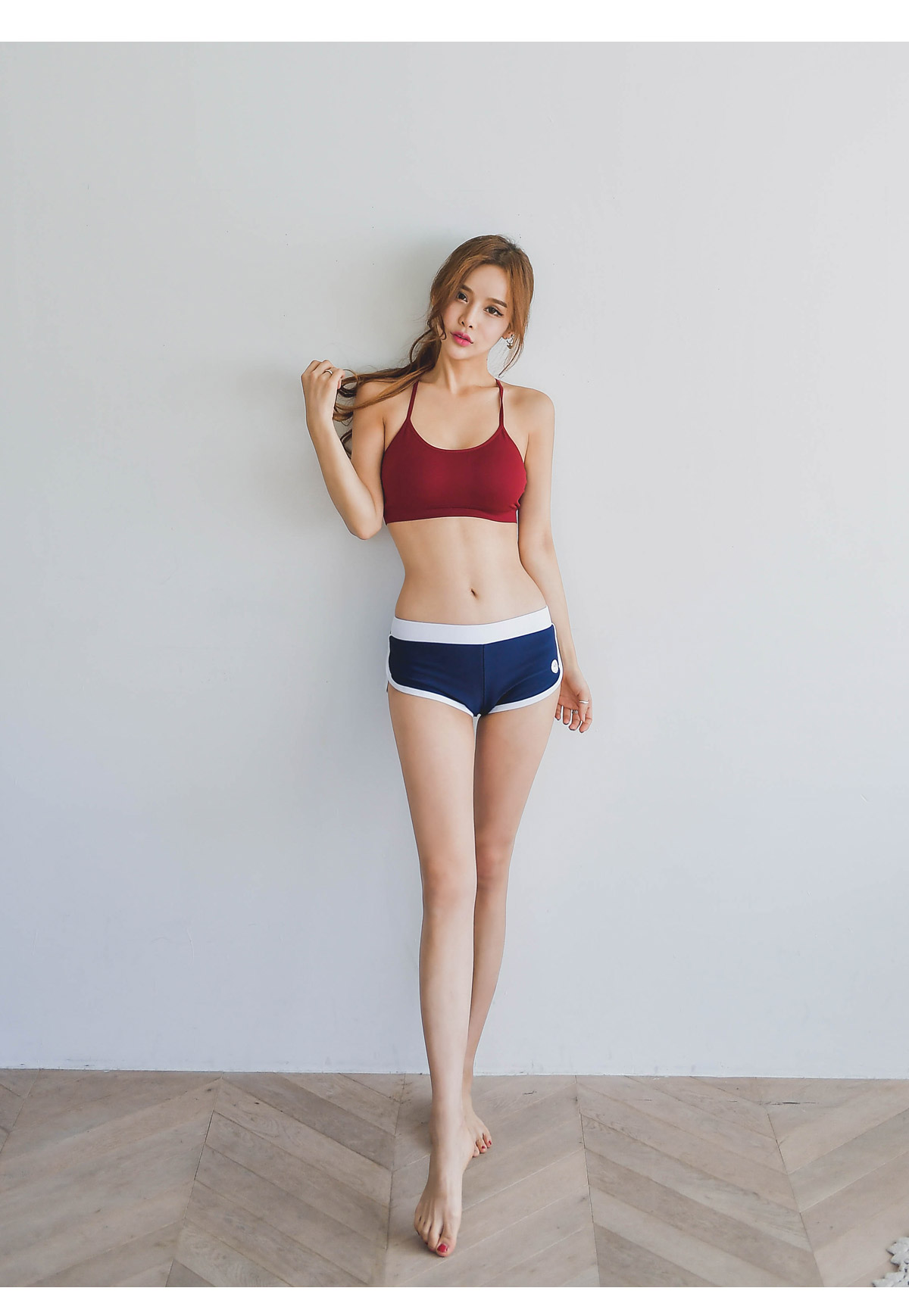 Herringbone Lash Guard Sports Bra Top Inner Bikini