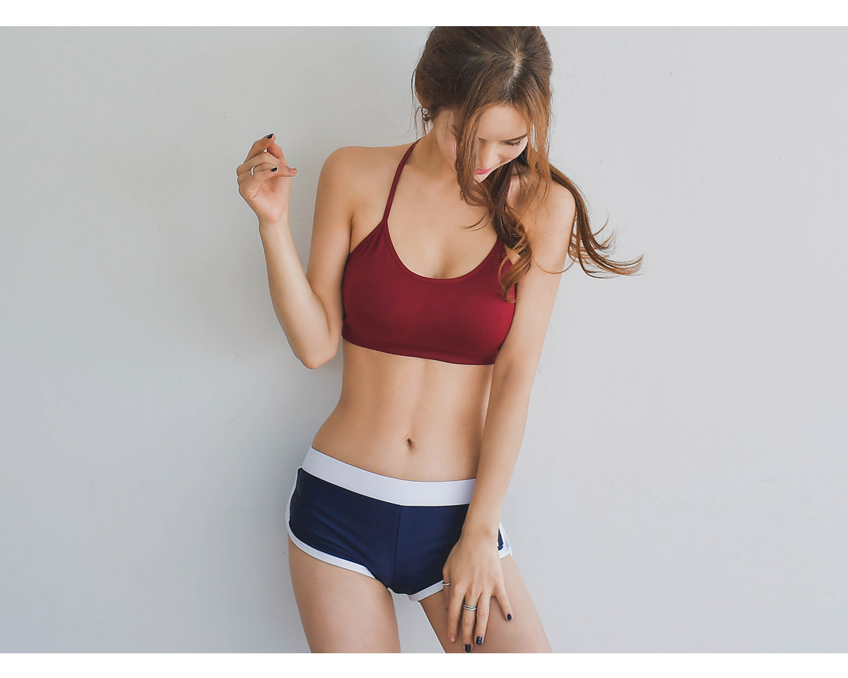 Herringbone Lash Guard Sports Bra Top Inner Bikini