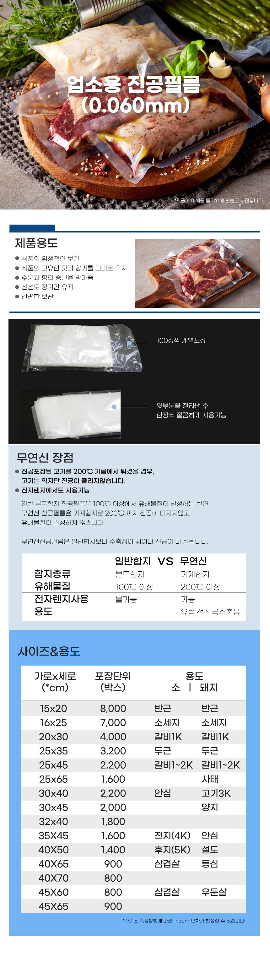 업소용 무연신 진공필름