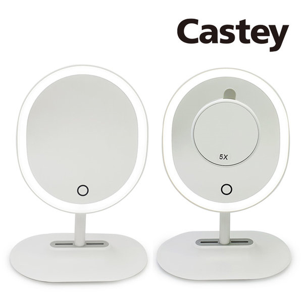 [Castey] 캐스티 LED 마그네틱 탈착 조명 조절 거울(화이트)