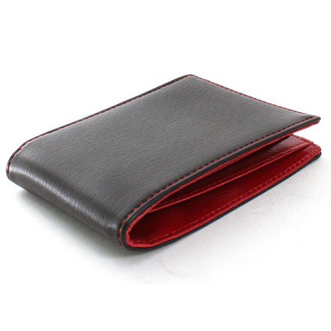 Men&#39;s Bifold Money Clip Wallet with 4 Credit Slots Brown with Red inside /strong | eBay