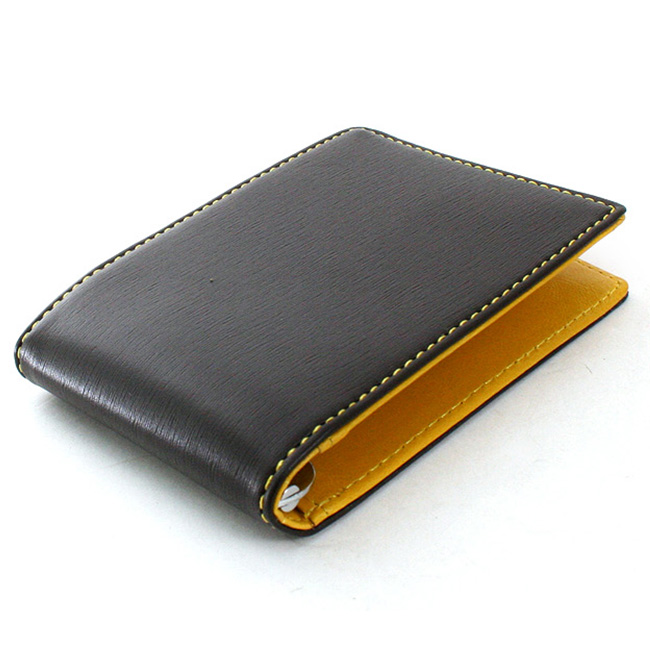 New Men&#39;s Bifold Money Clip Wallet with 4 Credit Slots Brown with Yellow inside | eBay
