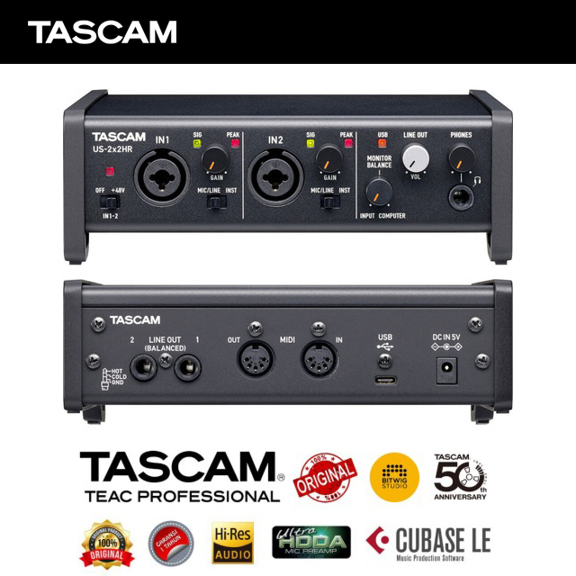 TASCAM 타스캠 US22 HR 오디오인터페이스 홈레코딩 US2x2HR 2프리 오인페