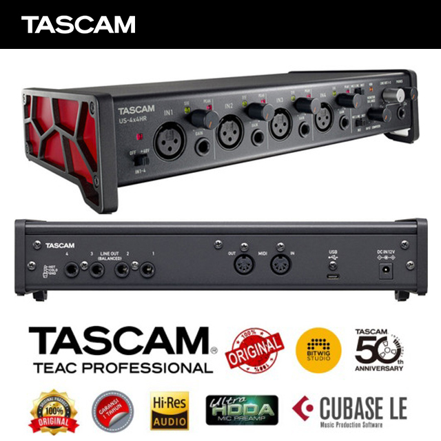 TASCAM 타스캠 US44 HR 오디오인터페이스 홈레코딩 US4x4HR 4프리 오인페