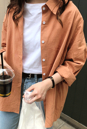 먼데이 솔리드 컬러 무지 셔츠 (머스타트 오렌지 퍼플 그린) 남방 코튼 베이직 데일리