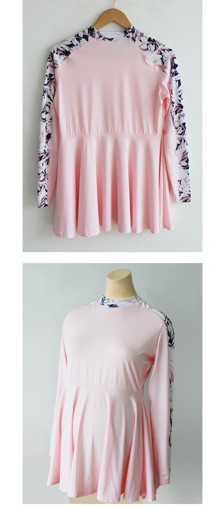 Peach top with small floral printed skirt SS26 (#017)