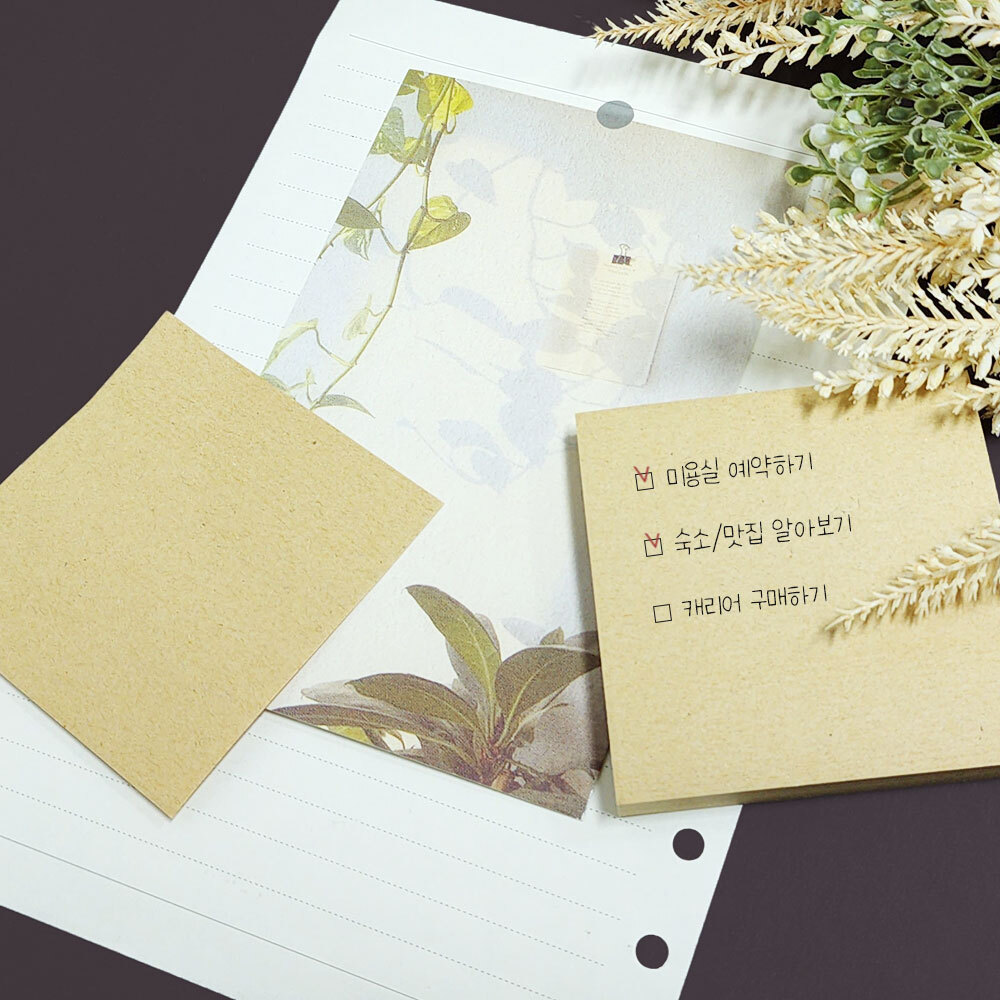 휴대용단어공부도구 수제메모지 만화메모지 마이멜로디메모지 손목용지 과일일정표 데일리플래너 하트메모지패드 꽃밭메모지 페이지표시메모지 통합학습메모서포트 크라프트 80매 무지 메모지