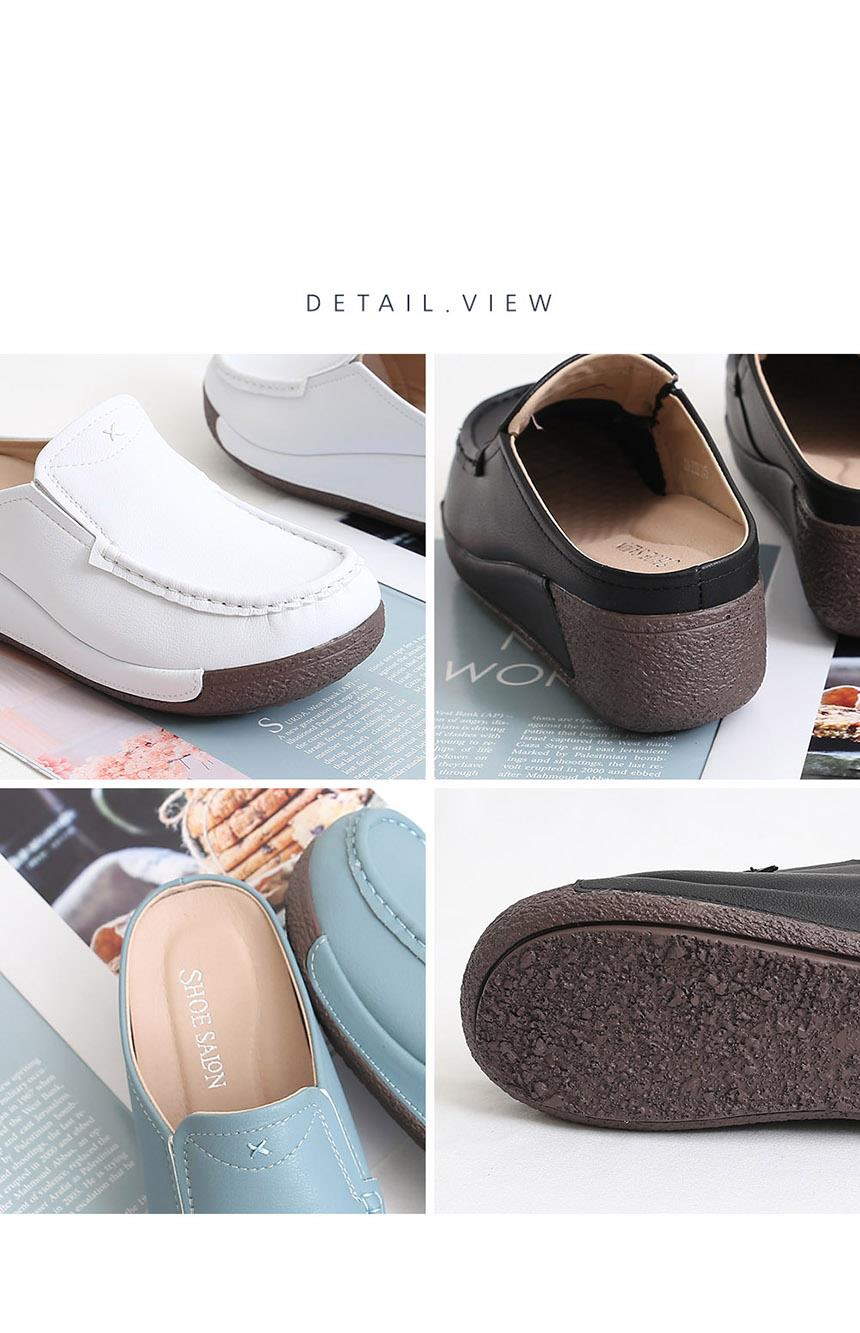 여성 가죽 키높이 여성뮬슬리퍼형샌들