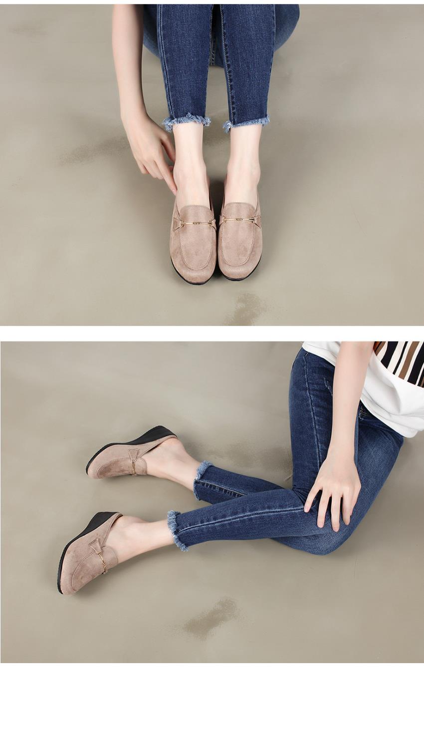 여성 스웨이드 통굽 여성뮬슬리퍼형샌들