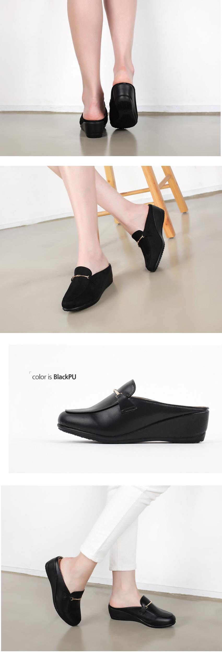 여성 스웨이드 통굽 여성뮬슬리퍼형샌들