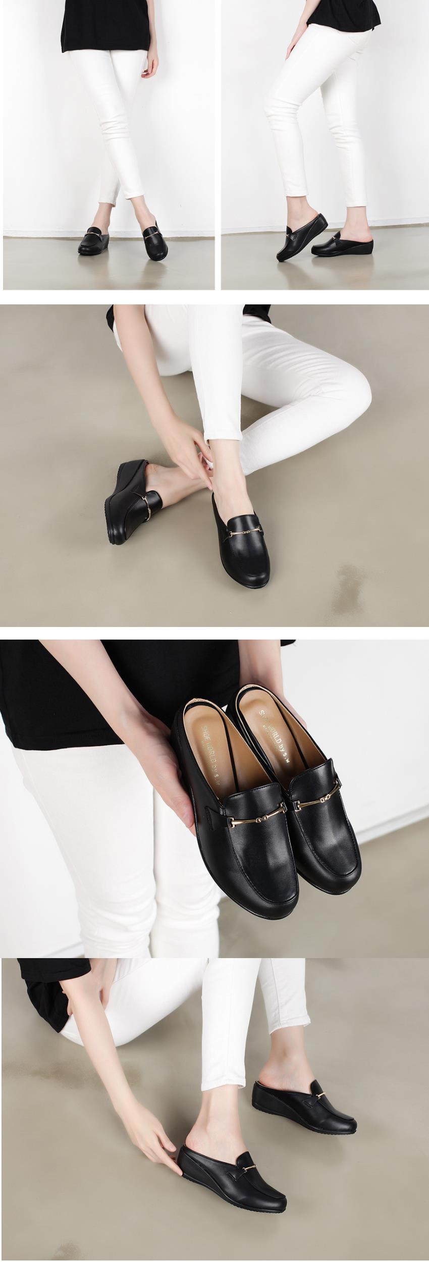 여성 스웨이드 통굽 여성뮬슬리퍼형샌들