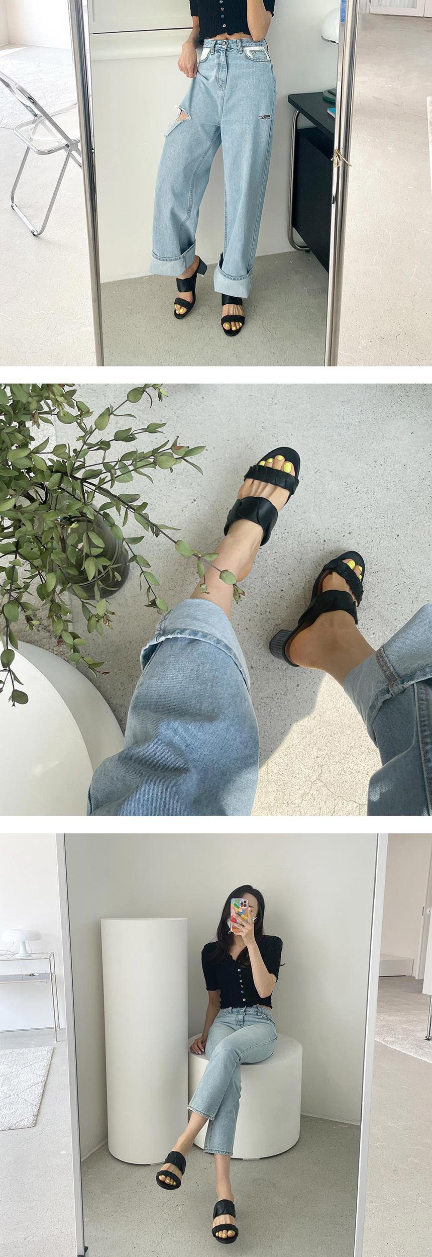 천연 소가죽 꼬임 여성뮬슬리퍼형샌들