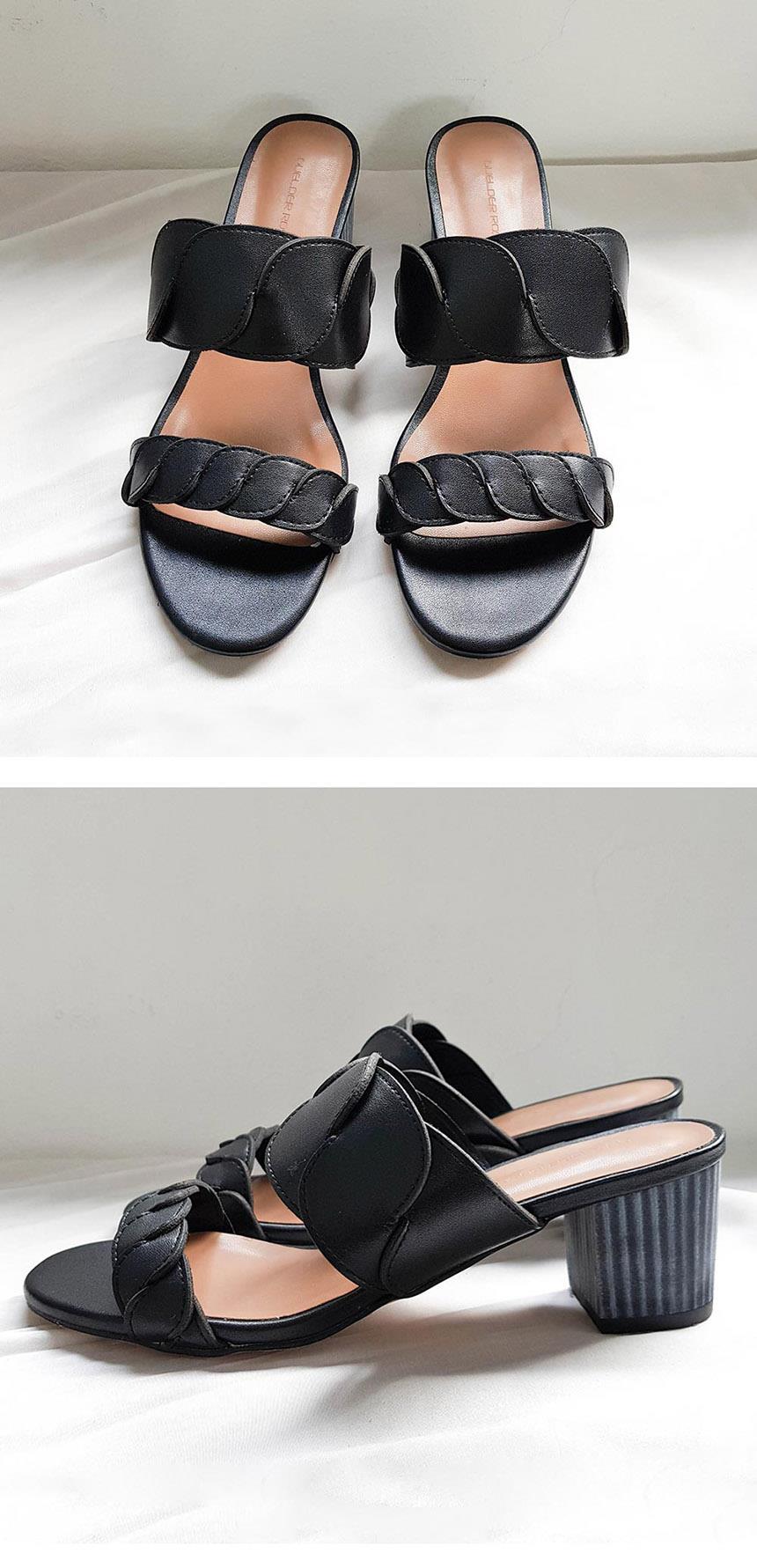 천연 소가죽 꼬임 여성뮬슬리퍼형샌들