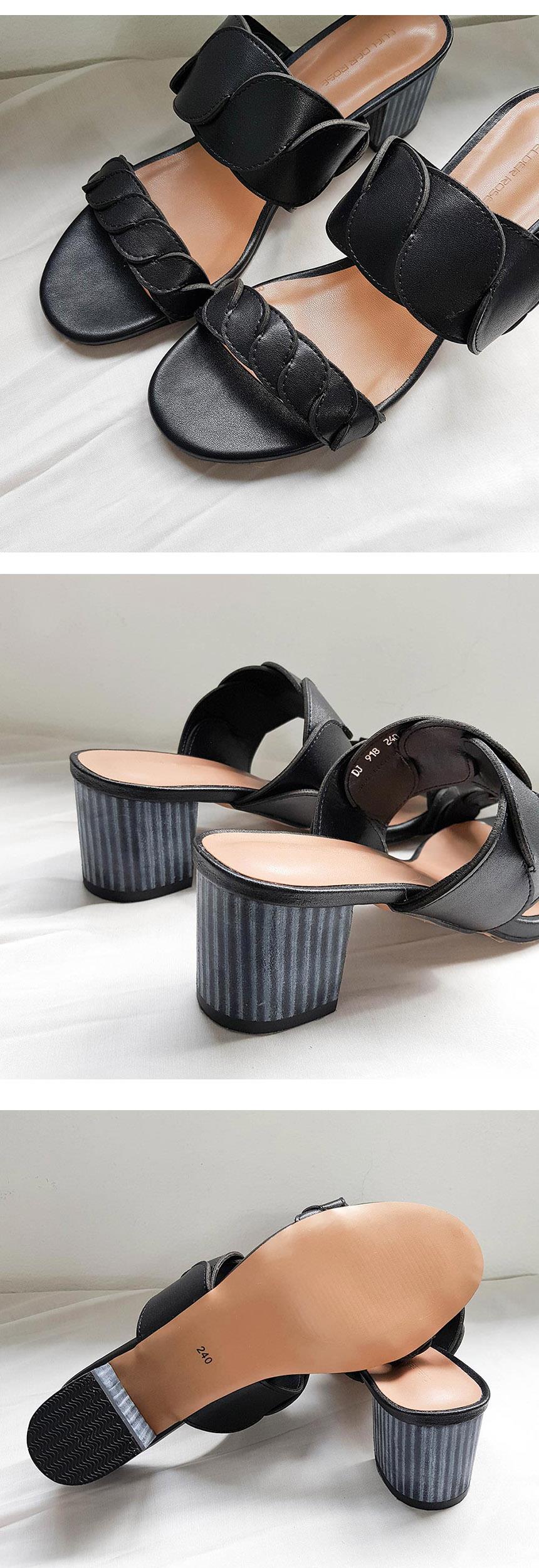 천연 소가죽 꼬임 여성뮬슬리퍼형샌들