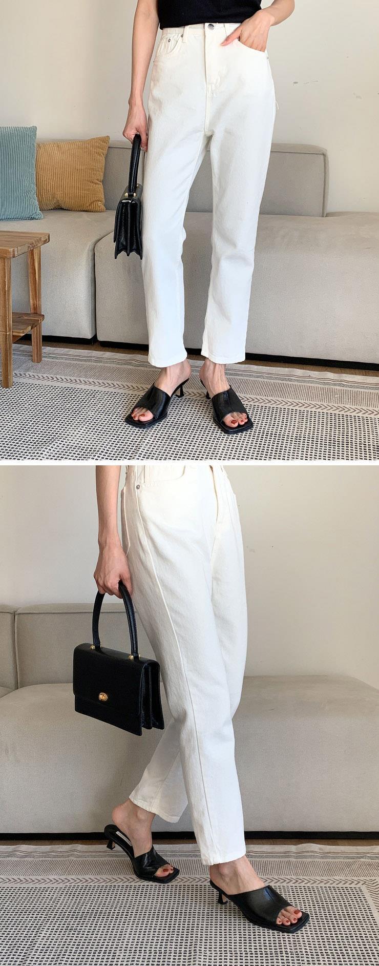 토오픈 사각코 미들힐 여성뮬슬리퍼형샌들