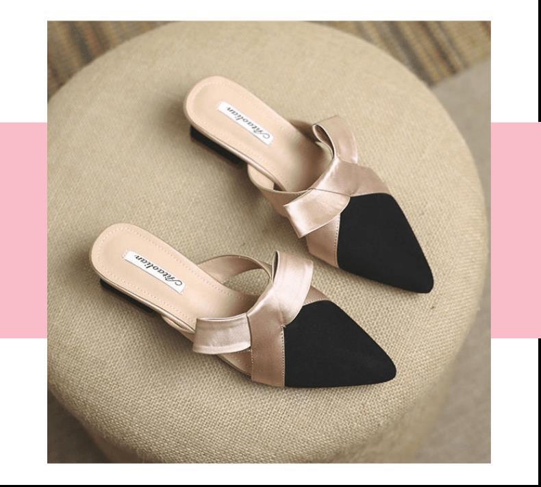 UNBAISER 여성 뾰족 여성뮬슬리퍼형샌들