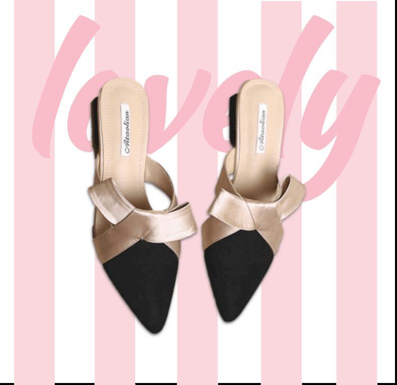 UNBAISER 여성 뾰족 여성뮬슬리퍼형샌들