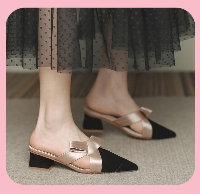 UNBAISER 여성 뾰족 여성뮬슬리퍼형샌들