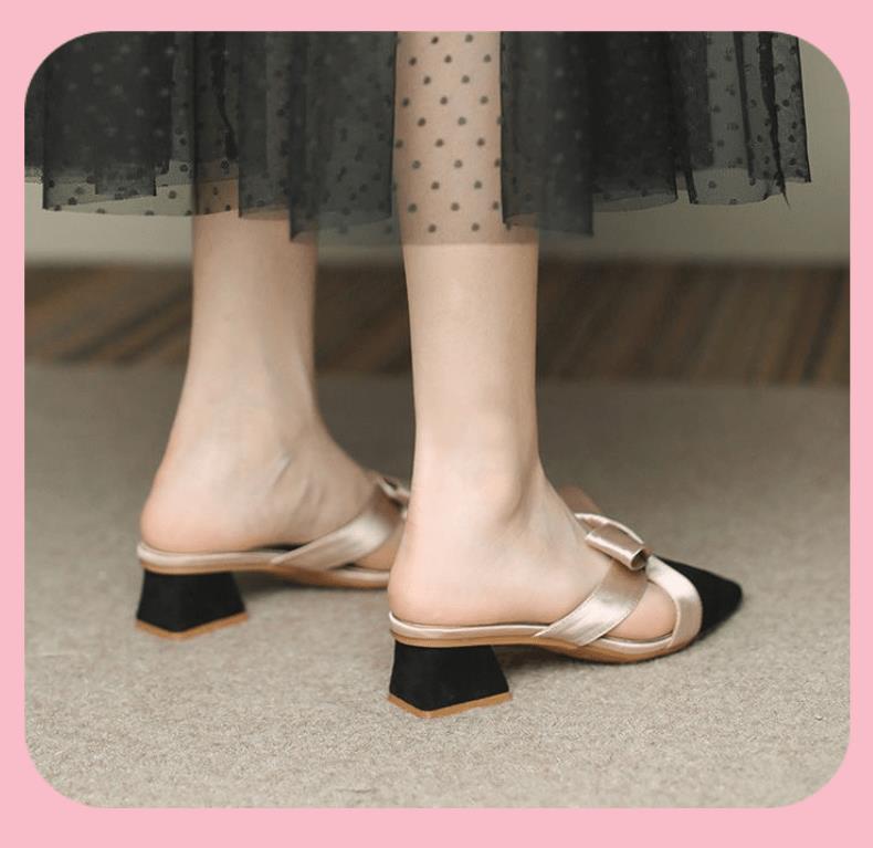 UNBAISER 여성 뾰족 여성뮬슬리퍼형샌들