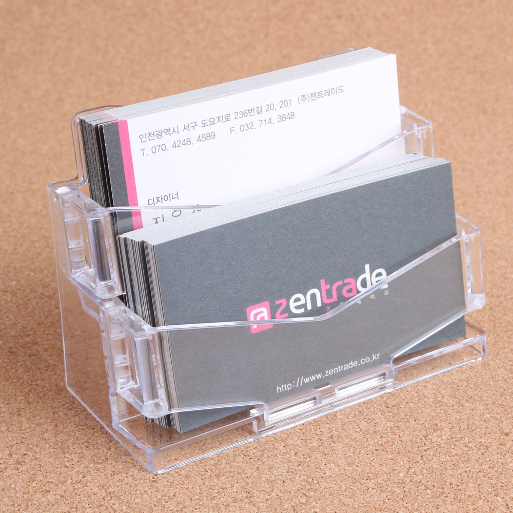 Oce 데스크 메모지 쇼케이스 투명 컬러 -2단 사각 상자 쪽지함 용지 명함통