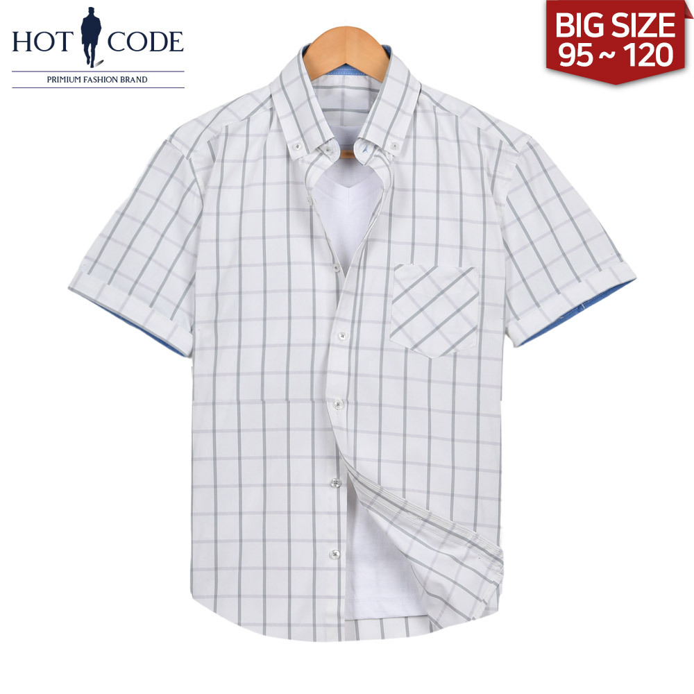남자 여름 반팔 빅사이즈 체크 셔츠 HC226 - 핫코드