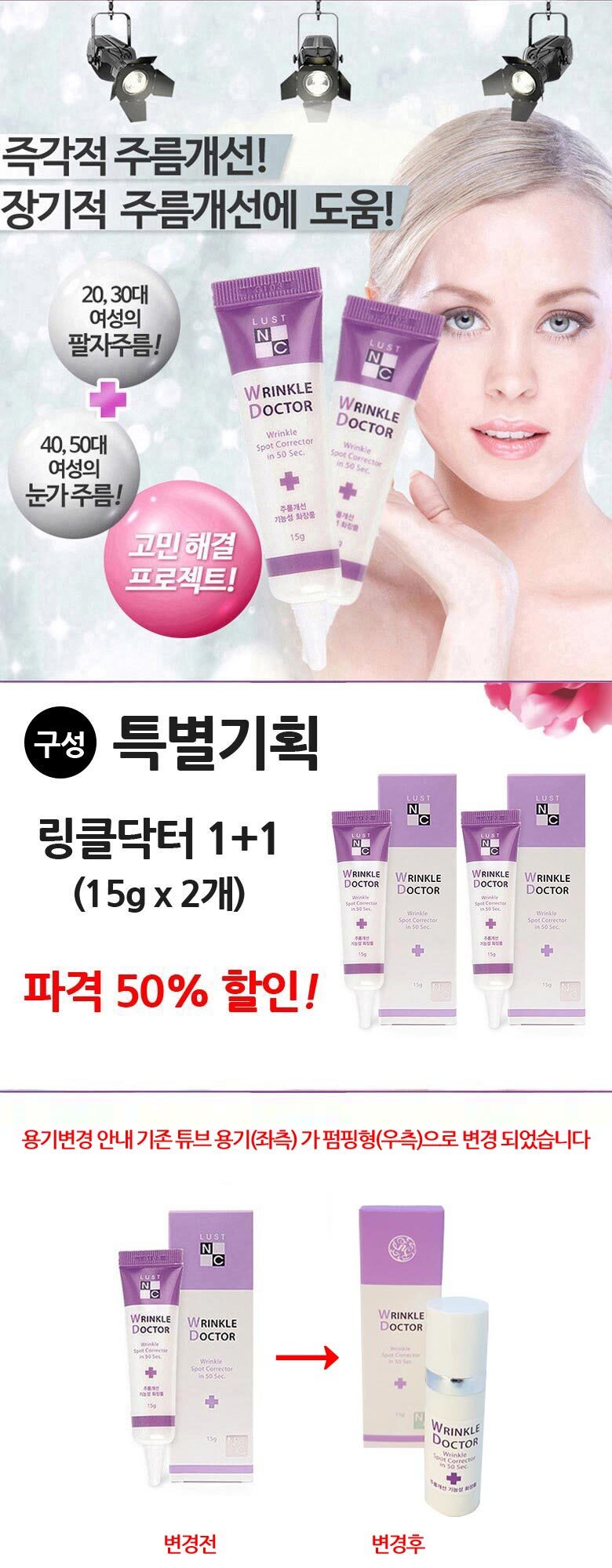 New Wrinkle Doctor 1 + 1 Forehead Eye Neck Wrinkle