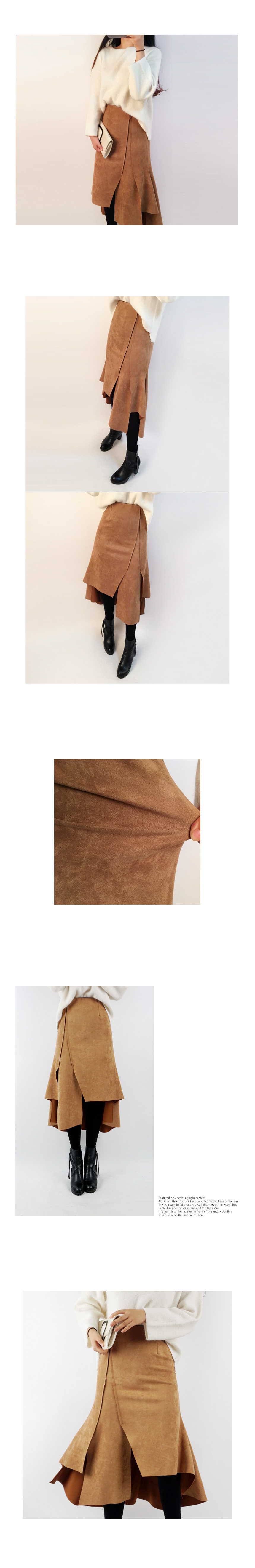 Suede incision long skirt slit unbending winter