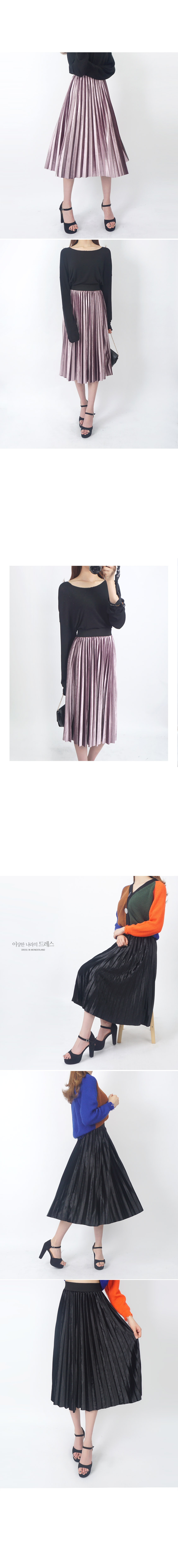 Velvet Pleated Metal Long Skirt Bending Accordion 